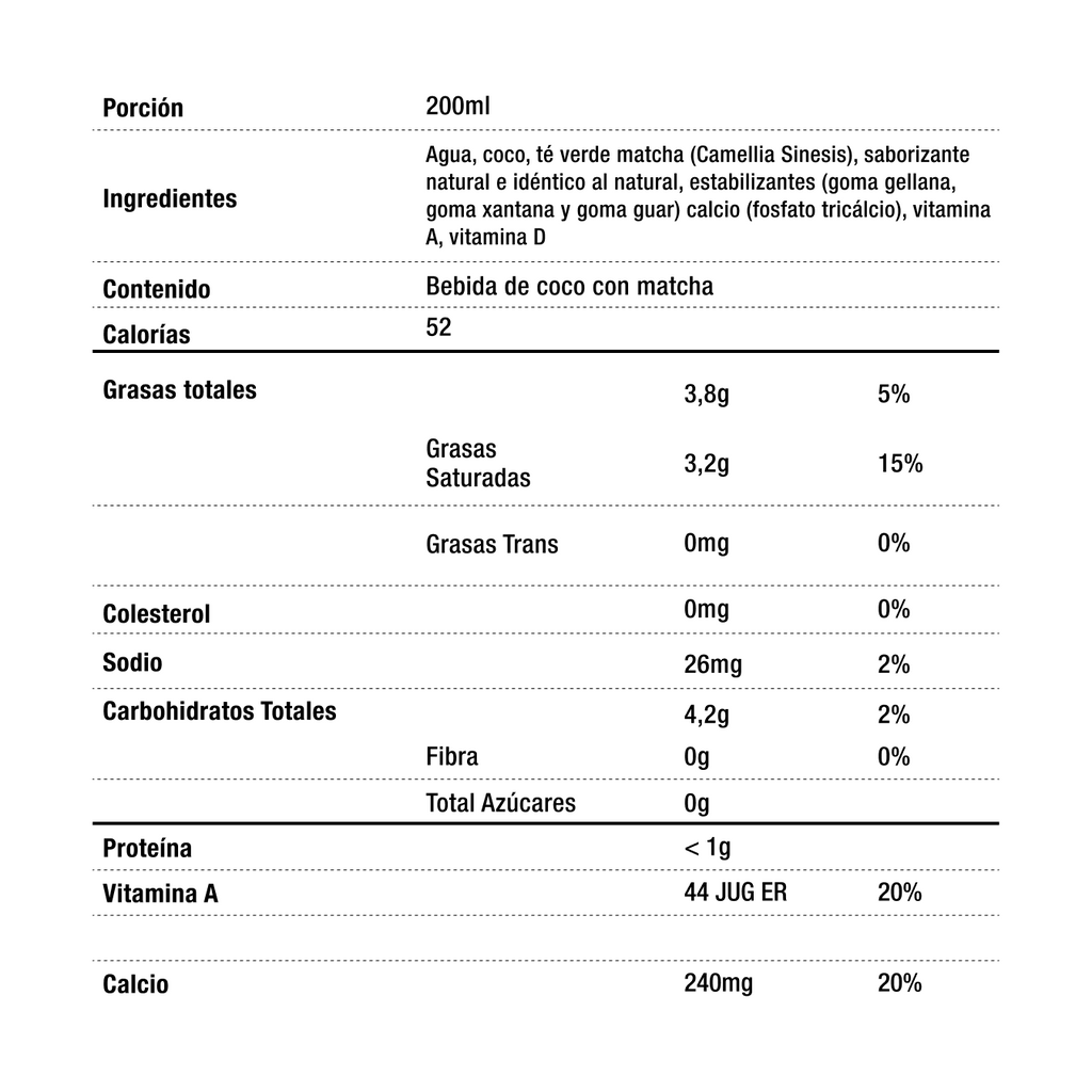 Bebida de Coco con Matcha 1L