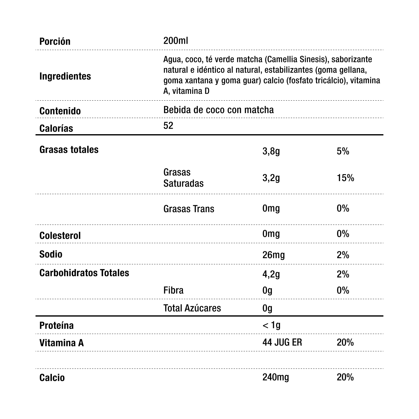 Bebida de Coco con Matcha 1L